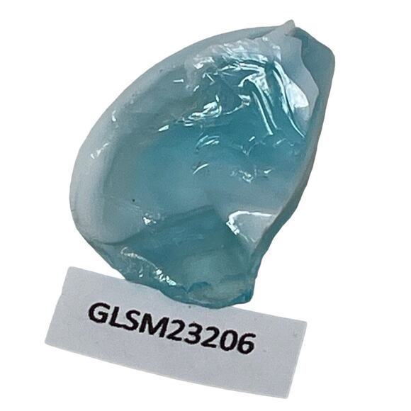 Satin Blue and Milk Glass Art Glass Cullet Glowing Slag Uranium #GLSM23206 - Picture 3 of 6